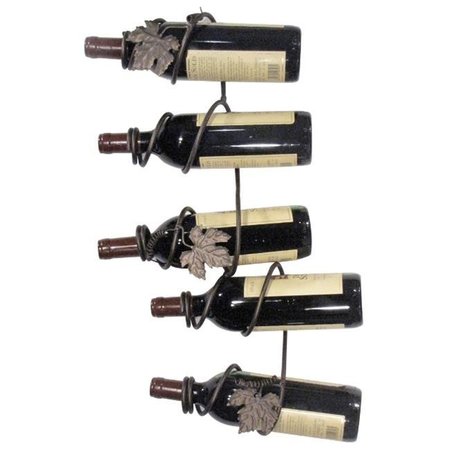 METROTEX DESIGNS Metrotex Designs 21588 Grapevine Style 5 Bottle Wall Wine Bottle Rack; Meteor Finish 21588